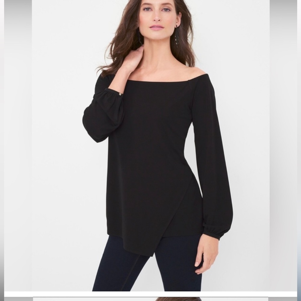 White House black market off the shoulder black blouse